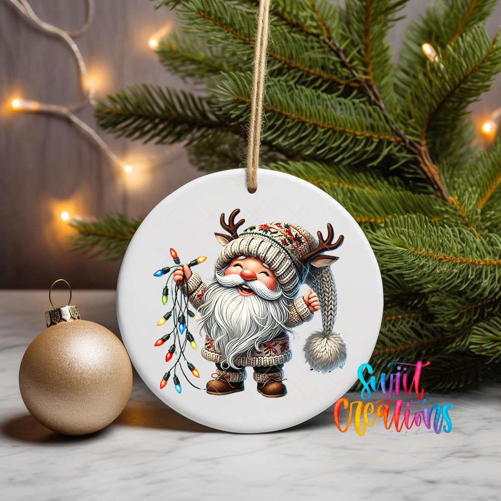 Cute Santa Gnome With Lights UV DTF Ornament Transfer | O-1111 - Swiit Creations