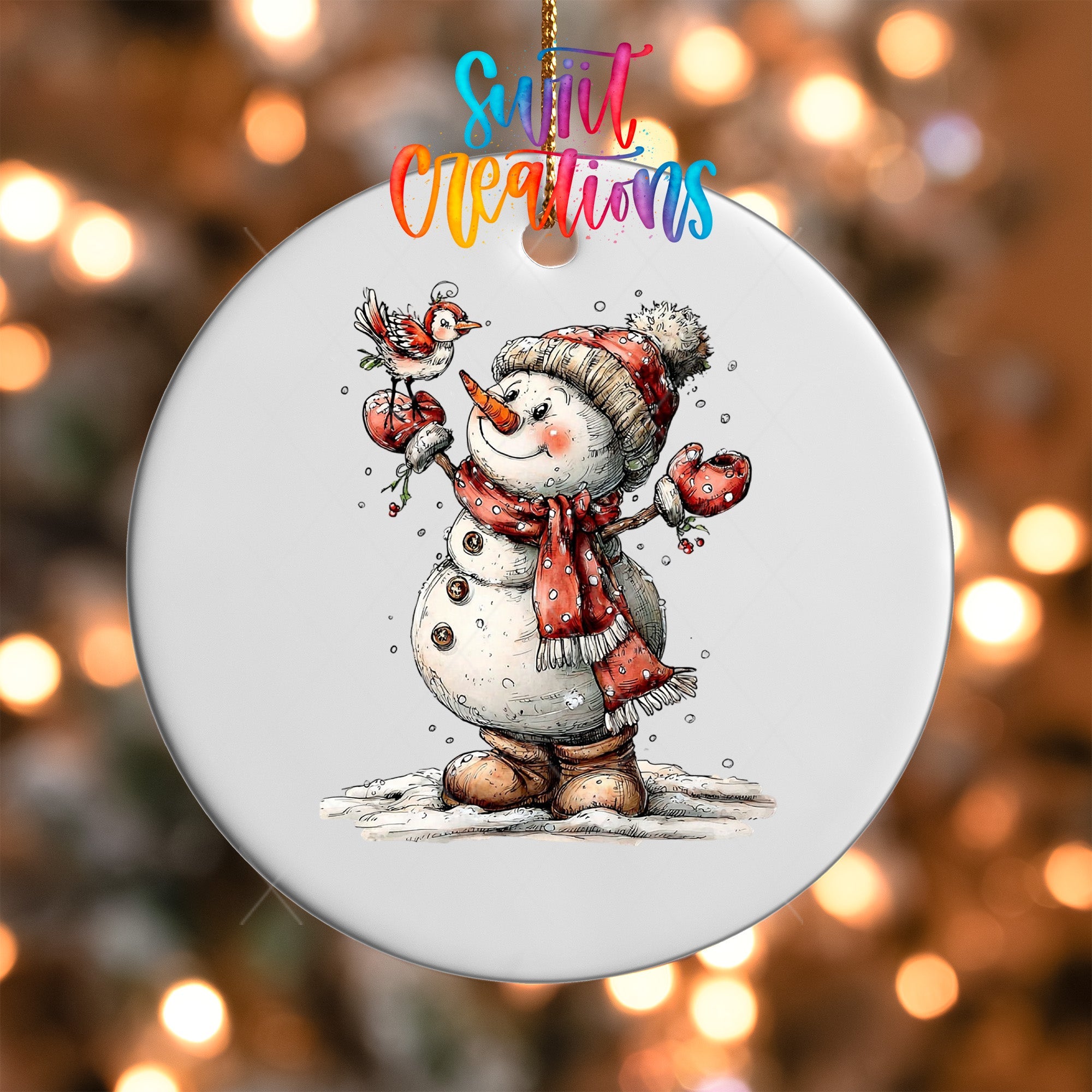 Cute Snowman With Bird UV DTF Ornament Transfer | O-1838 - Swiit Creations