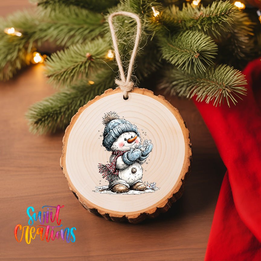 Cute Snowman With Snowflake UV DTF Ornament Transfer | O-1820 - Swiit Creations