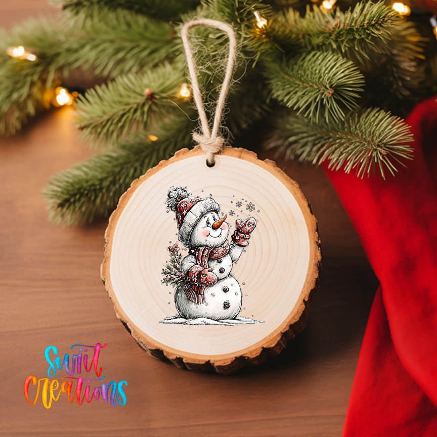 Cute Snowman With Snowflakes UV DTF Ornament Transfer | O-1841 - Swiit Creations