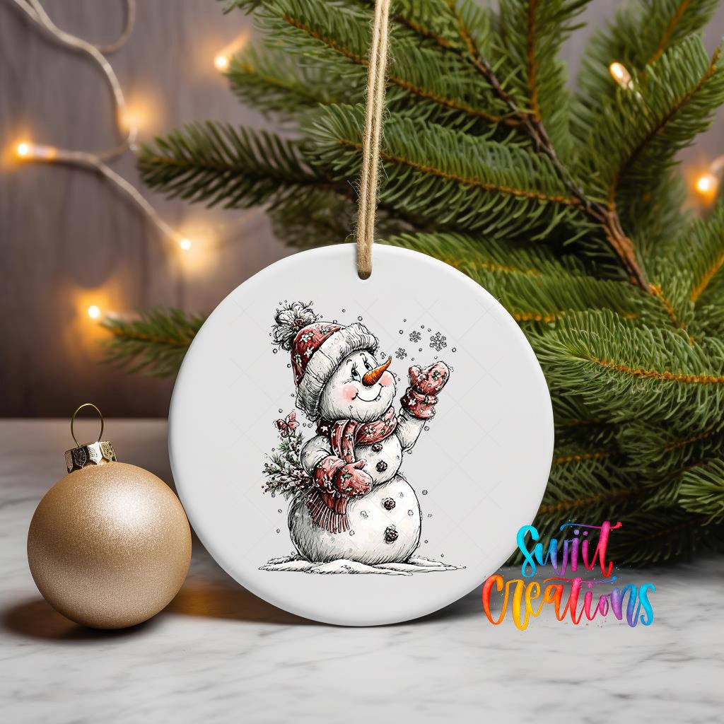 Cute Snowman With Snowflakes UV DTF Ornament Transfer | O-1841 - Swiit Creations