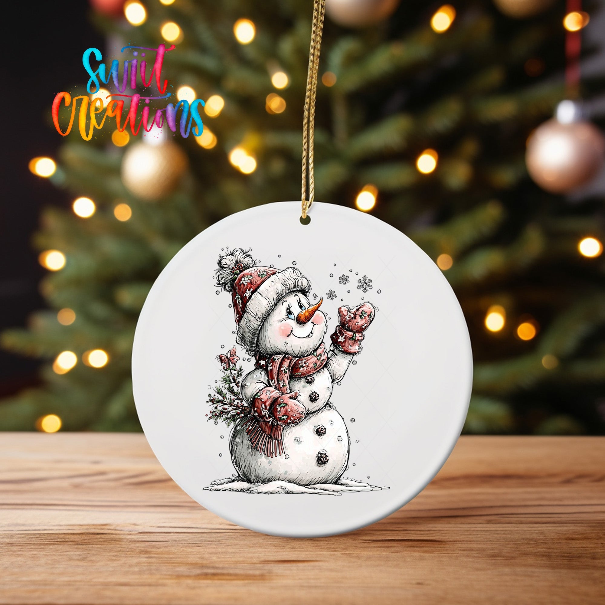 Cute Snowman With Snowflakes UV DTF Ornament Transfer | O-1841 - Swiit Creations