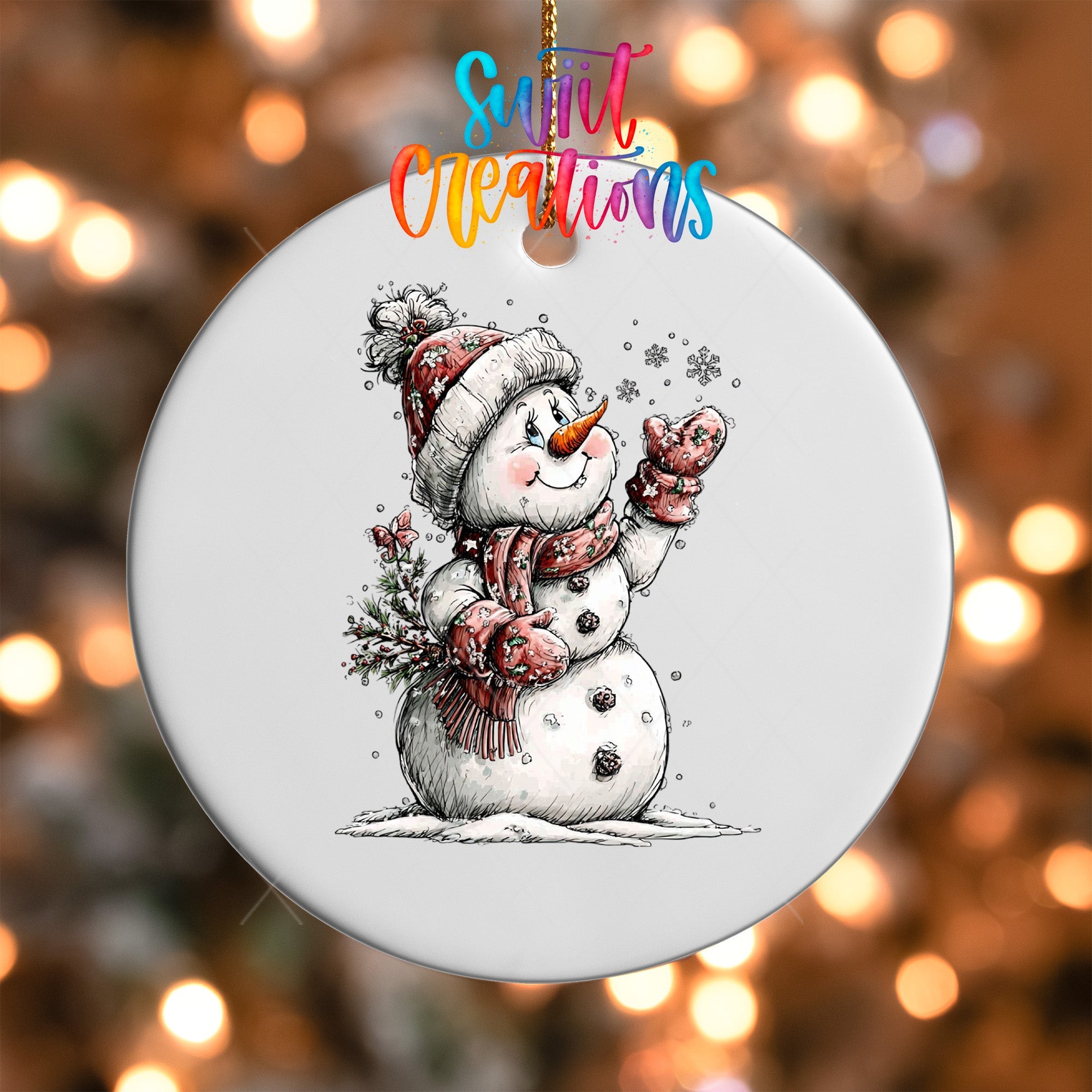 Cute Snowman With Snowflakes UV DTF Ornament Transfer | O-1841 - Swiit Creations