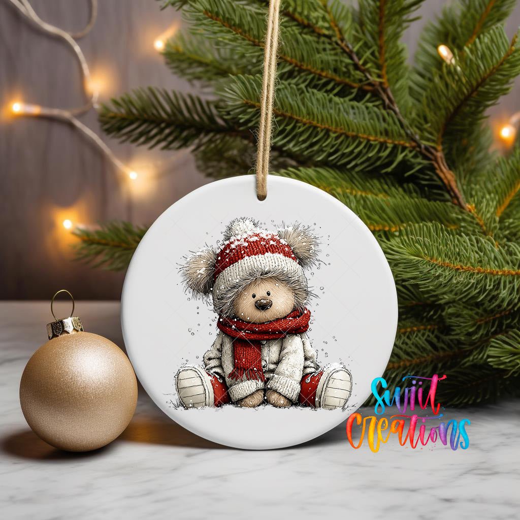 Cute Teddy Bear In Winter Hat UV DTF Ornament Transfer | O-1804 - Swiit Creations