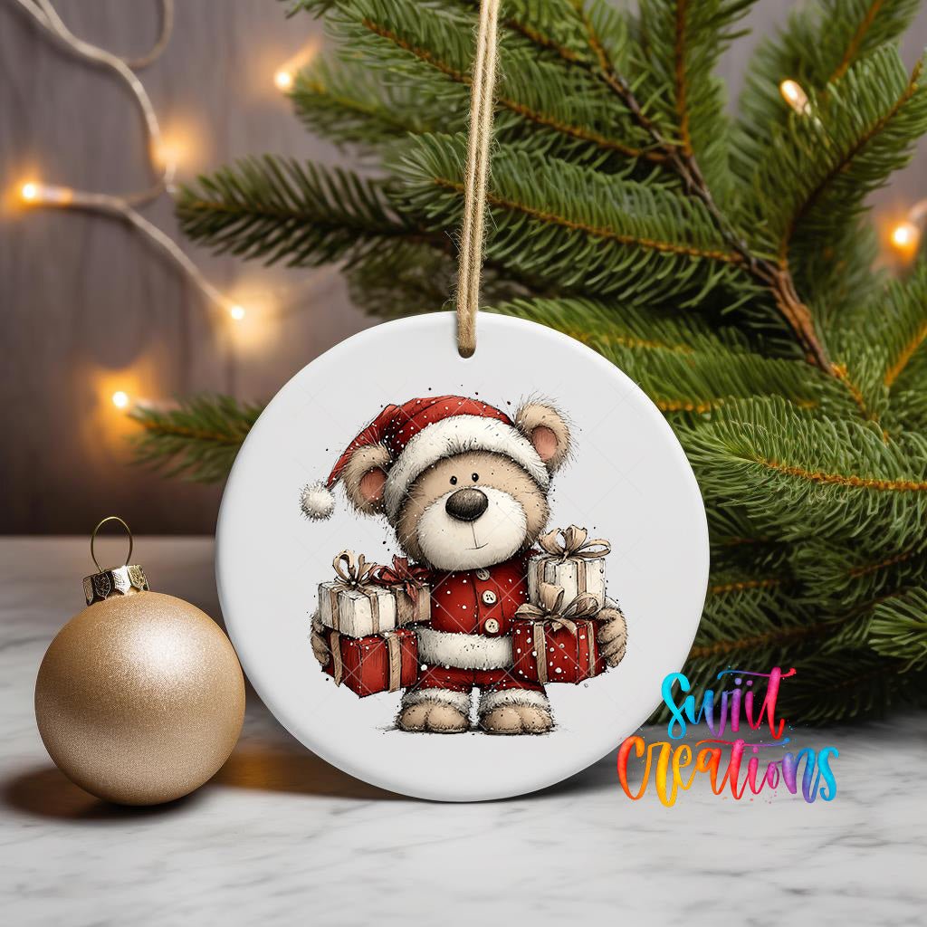 Cute Teddy Bear With Christmas Gifts UV DTF Ornament Transfer | O-1796 - Swiit Creations