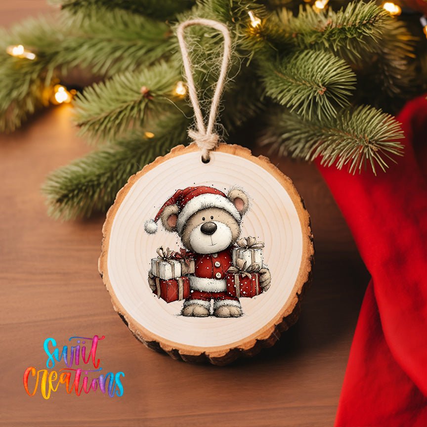 Cute Teddy Bear With Christmas Gifts UV DTF Ornament Transfer | O-1796 - Swiit Creations