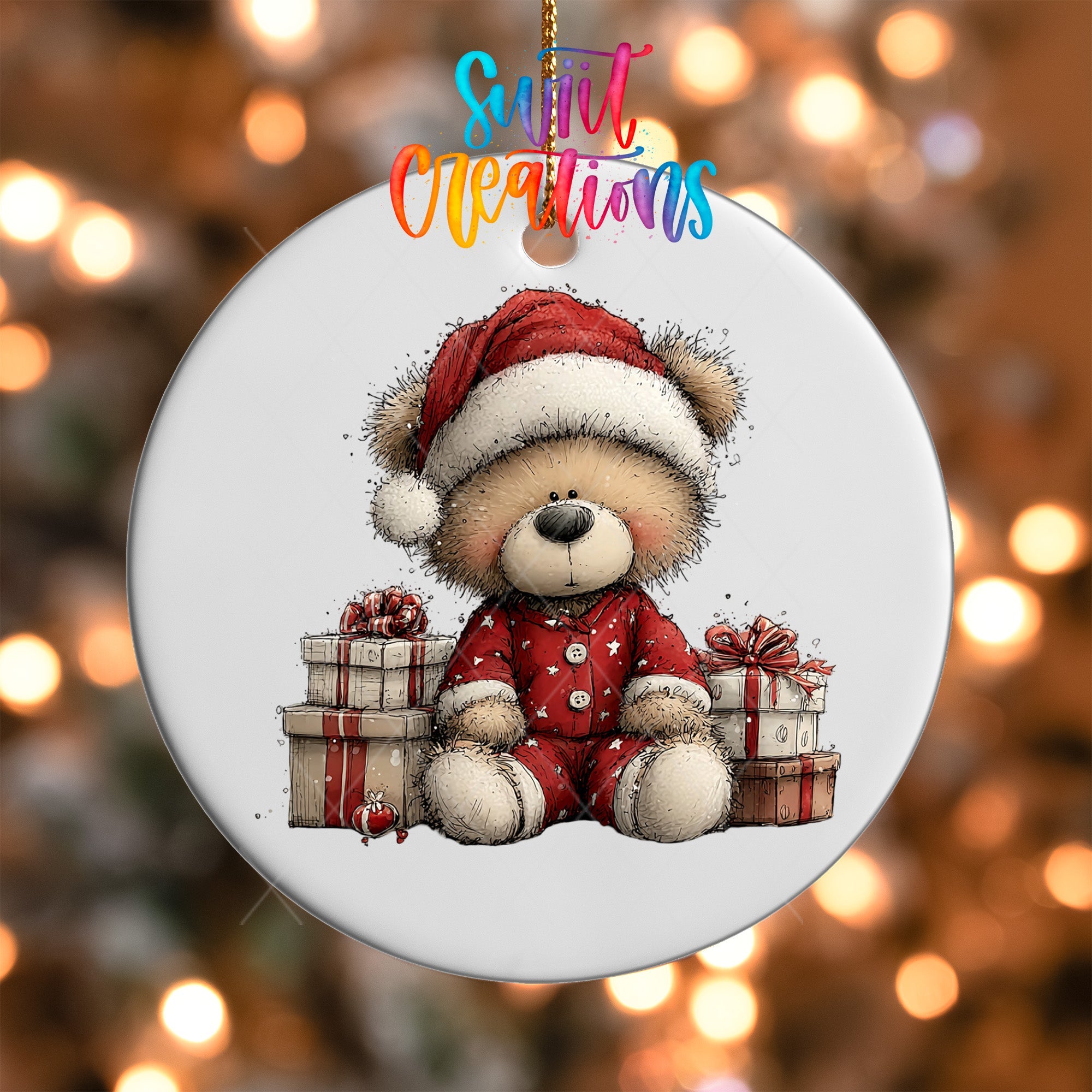 Cute Teddy Bear With Gifts UV DTF Ornament Transfer | O-1793 - Swiit Creations