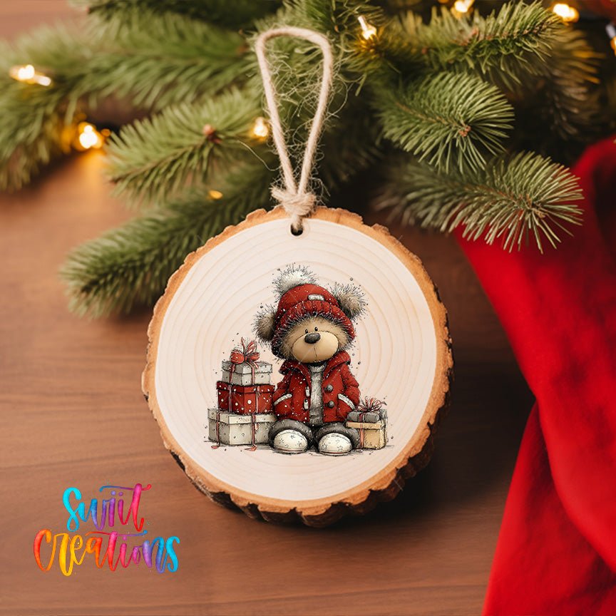Cute Teddy Bear With Gifts UV DTF Ornament Transfer | O-1806 - Swiit Creations
