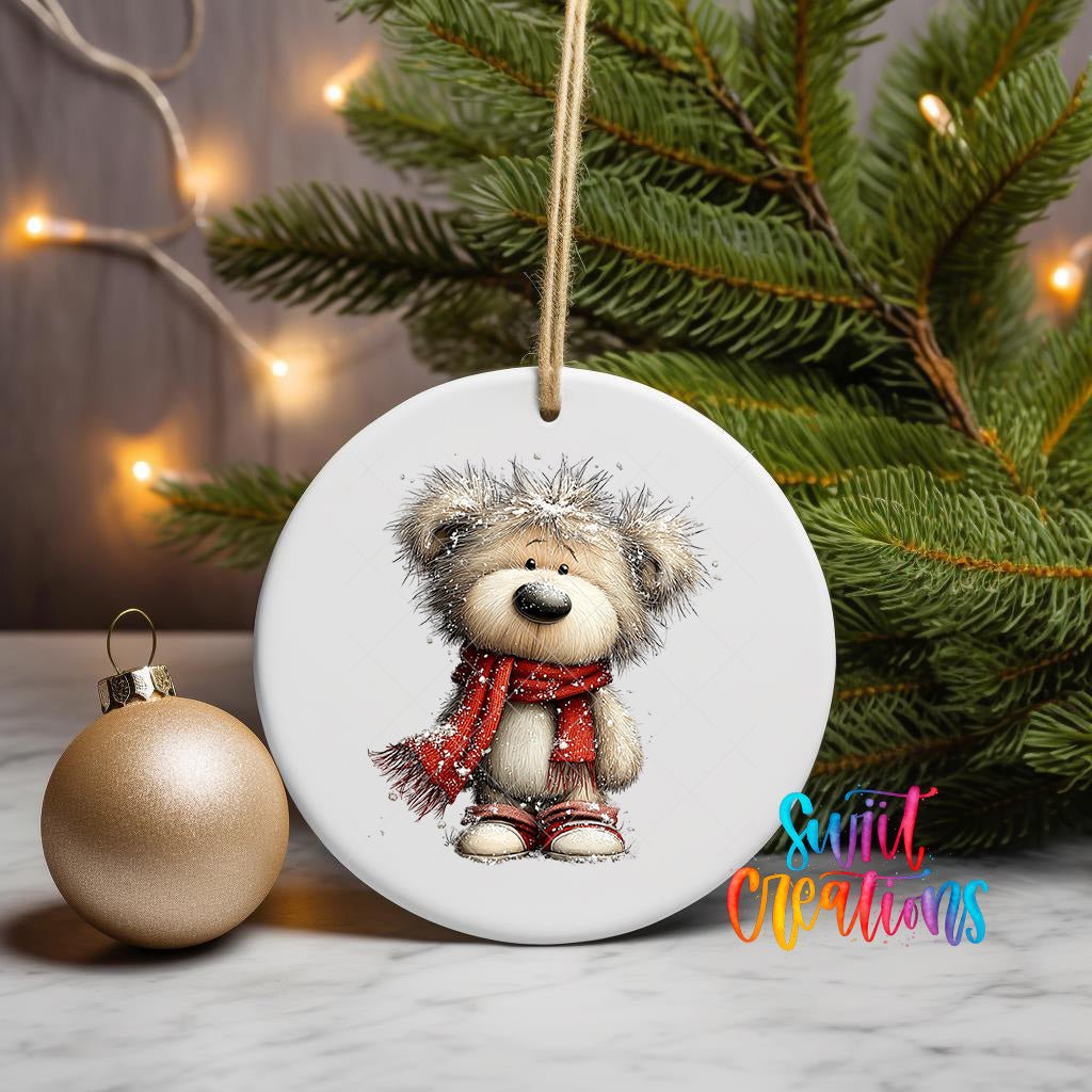 Cute Teddy Bear With Red Scarf UV DTF Ornament Transfer | O-1814 - Swiit Creations