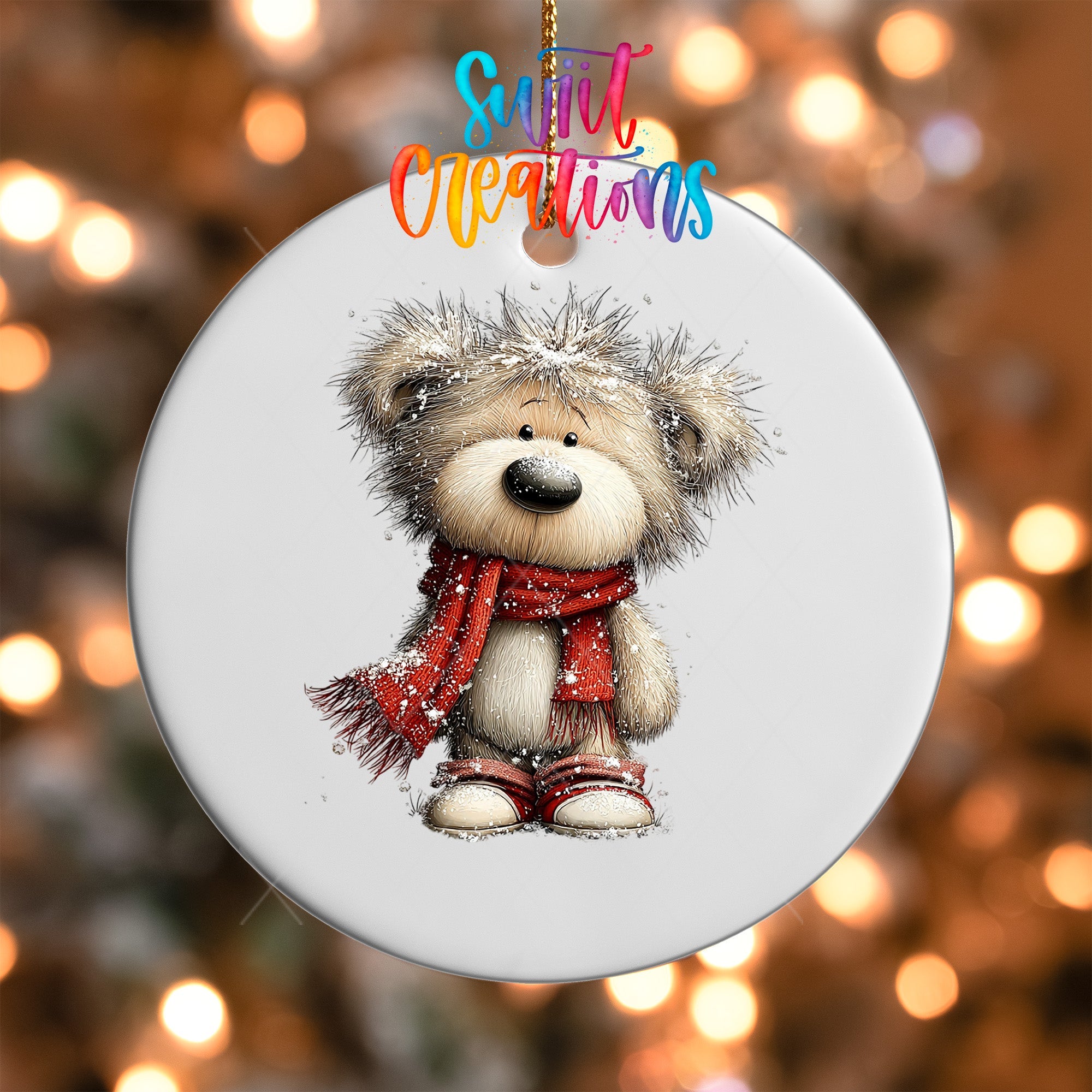 Cute Teddy Bear With Red Scarf UV DTF Ornament Transfer | O-1814 - Swiit Creations