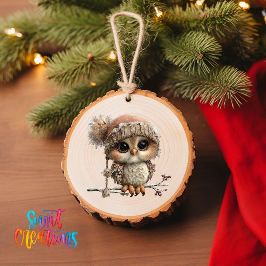 Cute Winter Owl Christmas UV DTF Ornament Transfer | O-1977 - Swiit Creations