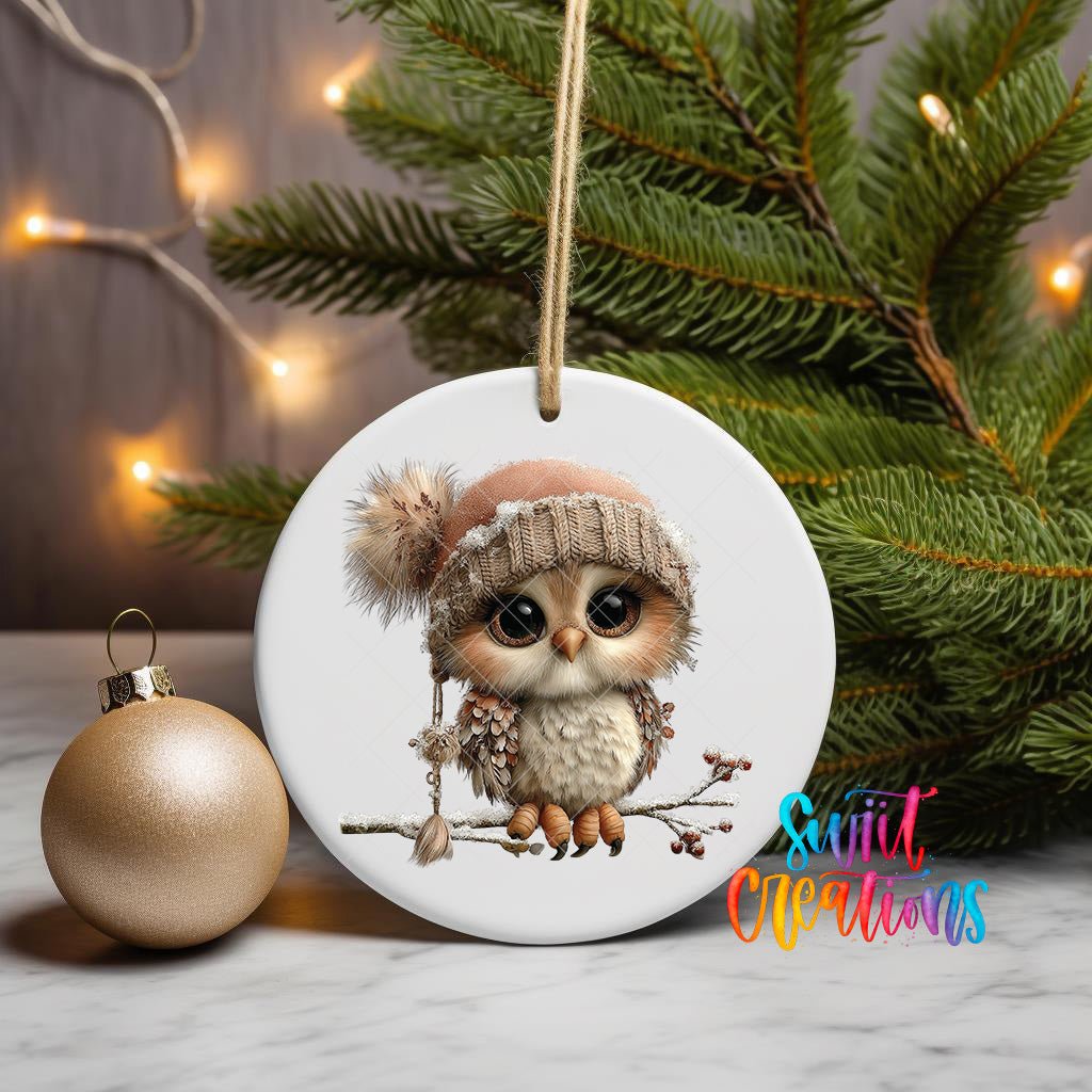 Cute Winter Owl Christmas UV DTF Ornament Transfer | O-1977 - Swiit Creations
