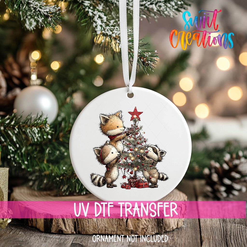 Cute Woodland Friends Decorating Tree UV DTF Ornament Transfer | O-1862 - Swiit Creations