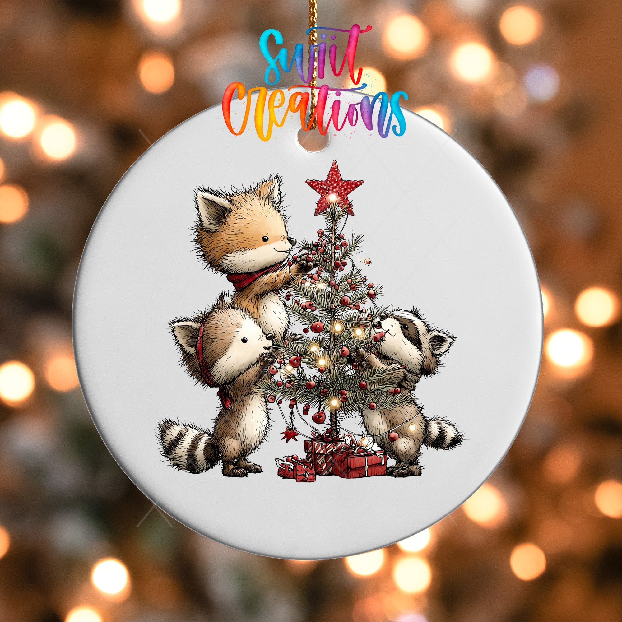 Cute Woodland Friends Decorating Tree UV DTF Ornament Transfer | O-1862 - Swiit Creations