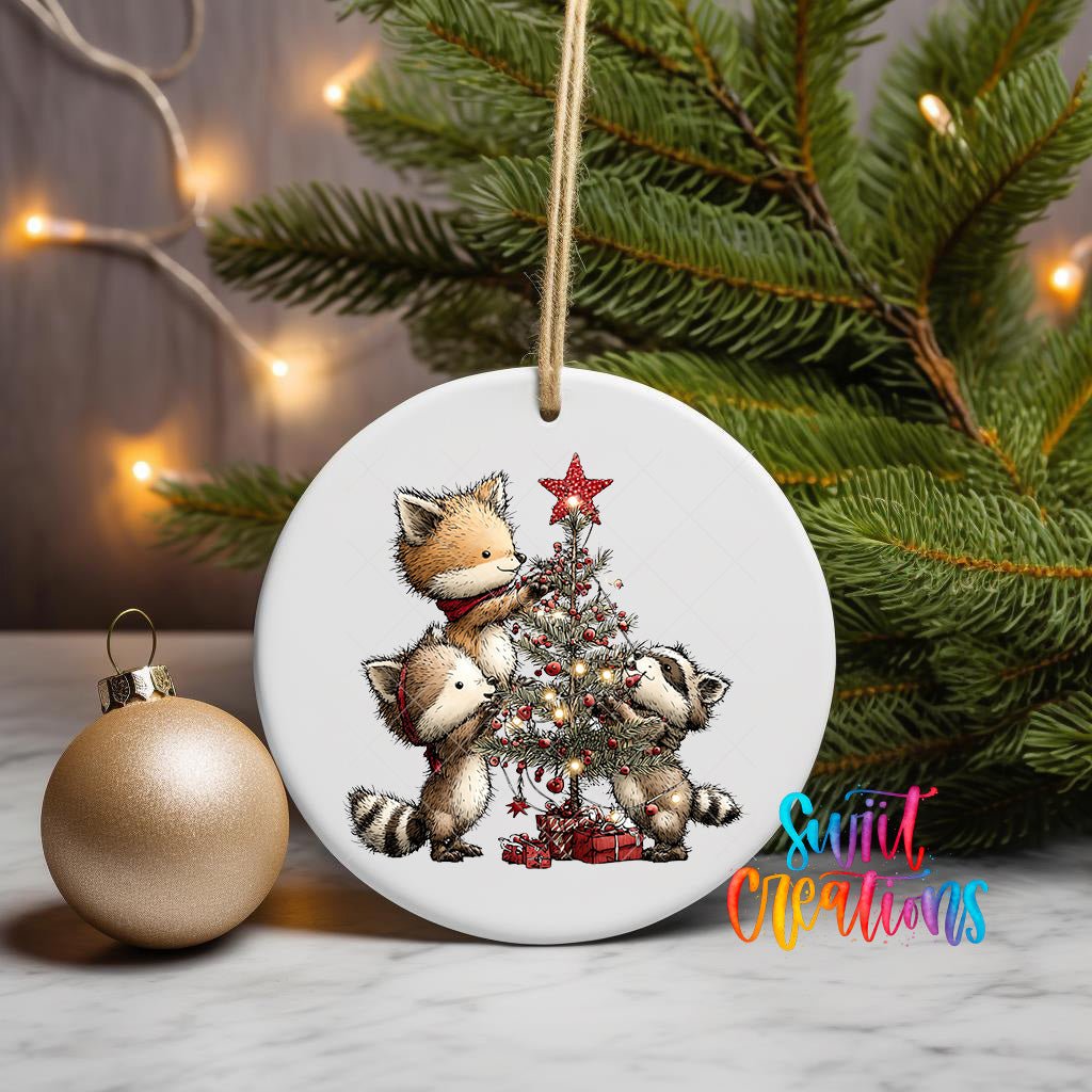 Cute Woodland Friends Decorating Tree UV DTF Ornament Transfer | O-1862 - Swiit Creations