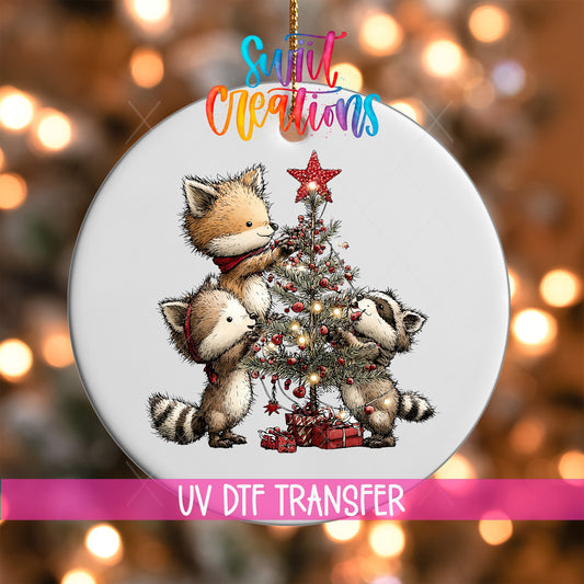 Cute Woodland Friends Decorating Tree UV DTF Ornament Transfer | O-1862 - Swiit Creations