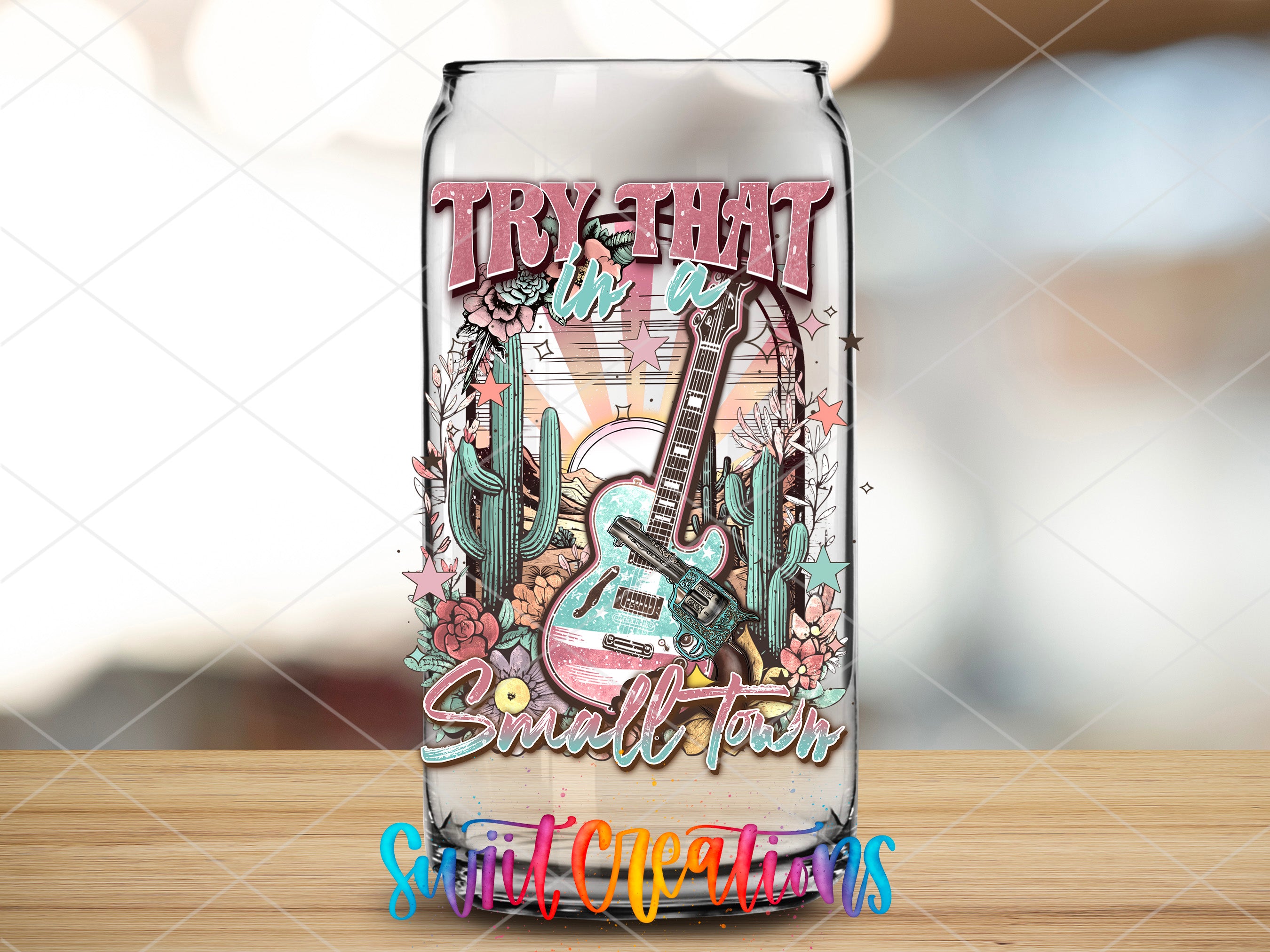 a can of soda with a picture of a guitar on it