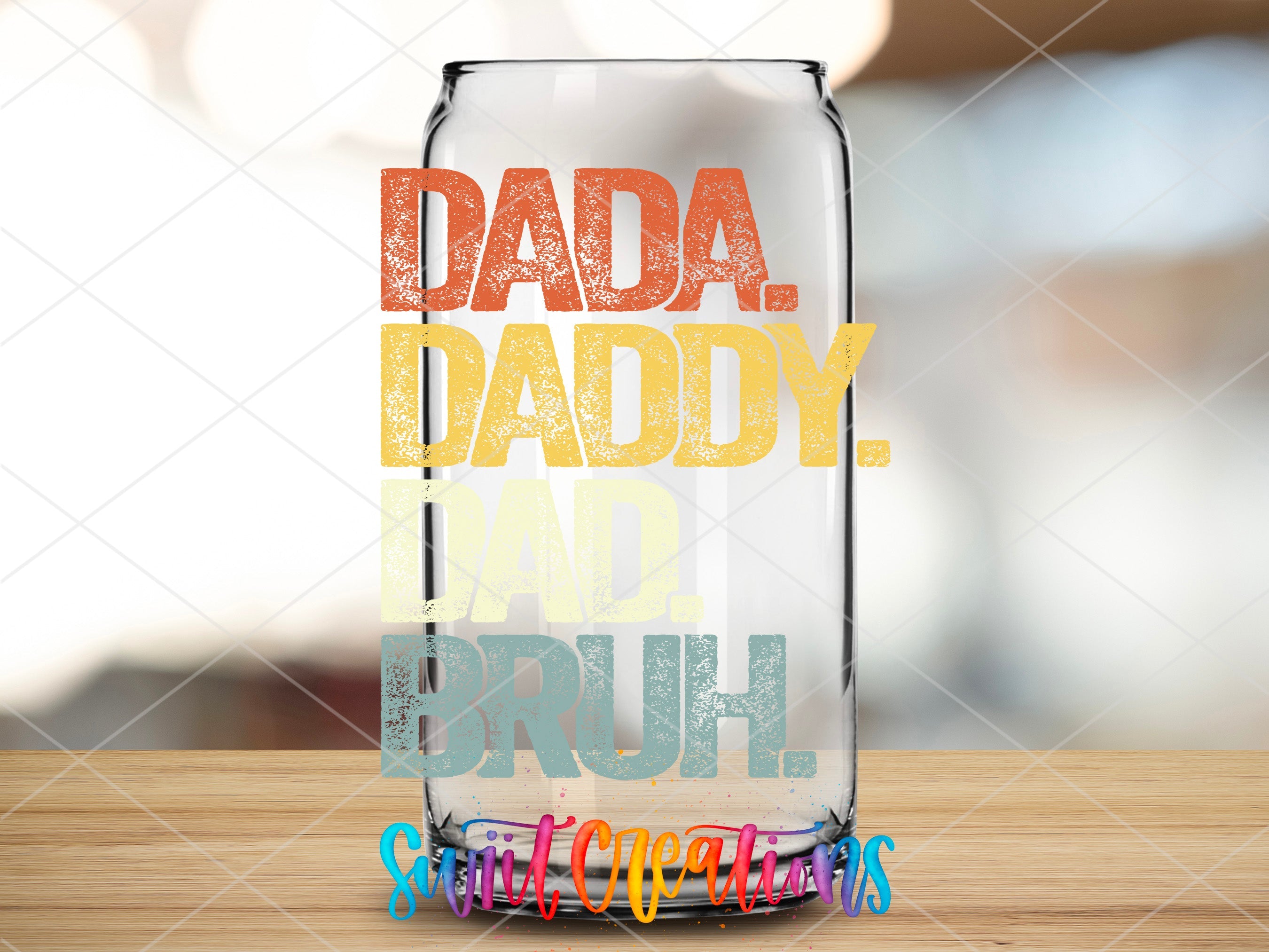 a glass jar with the words dad, daddy and brouh on it
