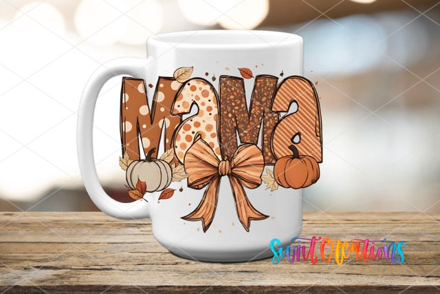 a coffee mug with a bow on it