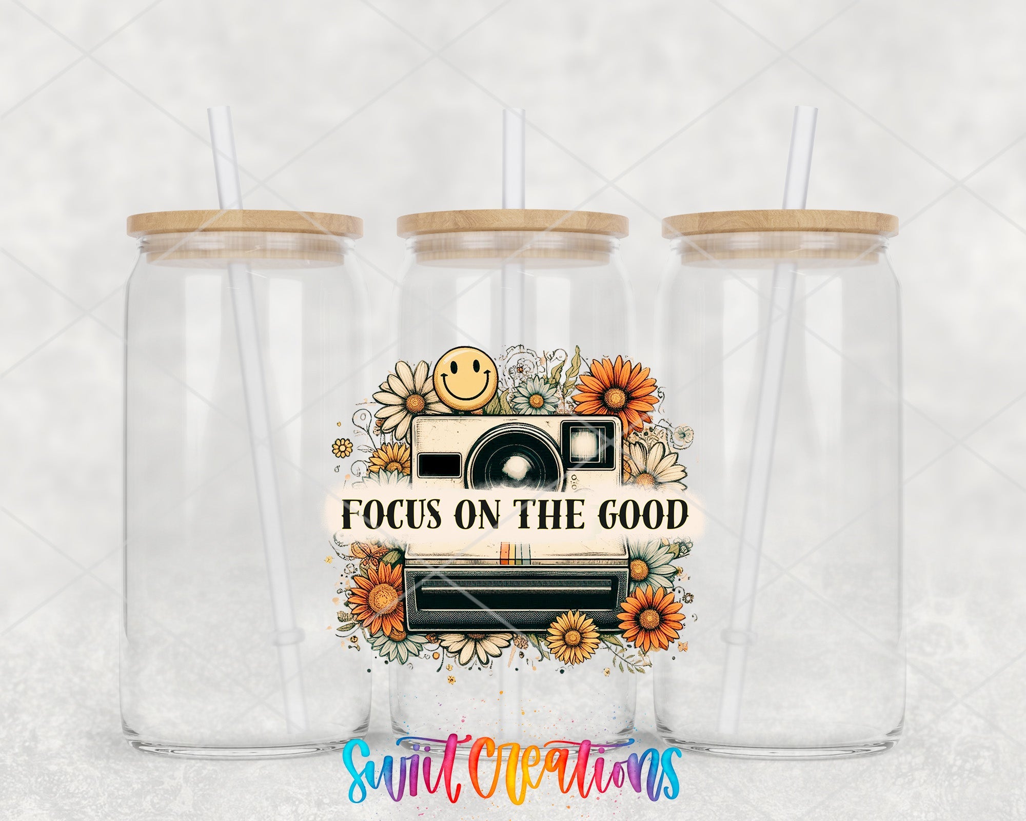 two clear tumblers with the words focus on the good on them