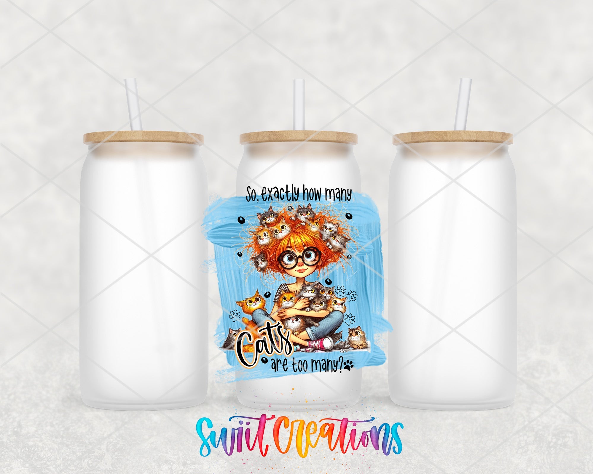 a couple of cups with straws on top of them