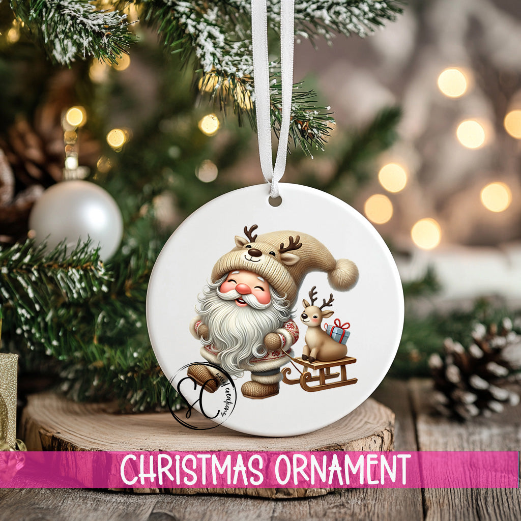 a christmas ornament hanging from a tree