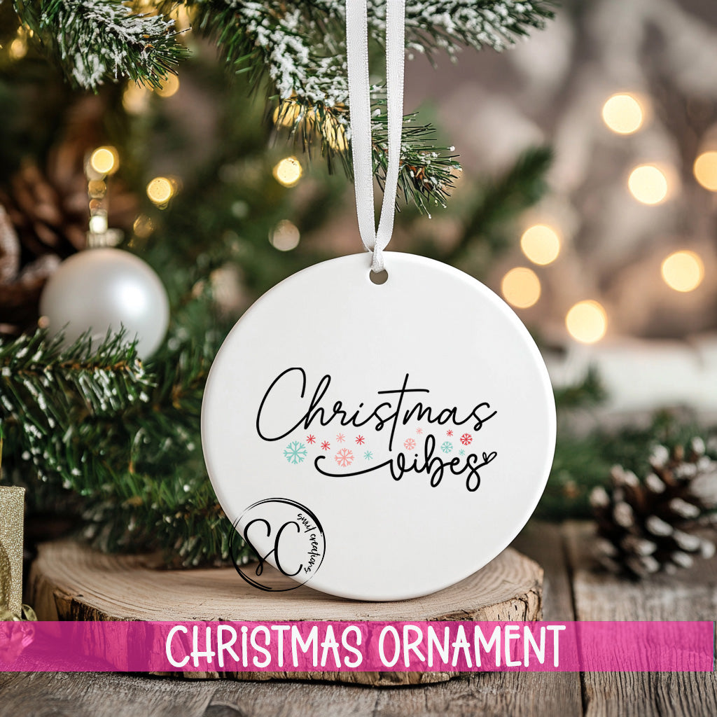 a christmas ornament hanging from a christmas tree