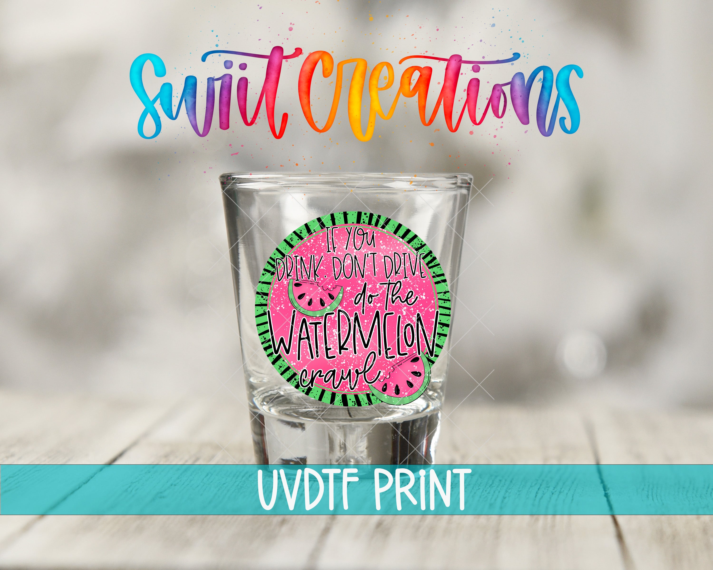 a shot glass with a watermelon print on it