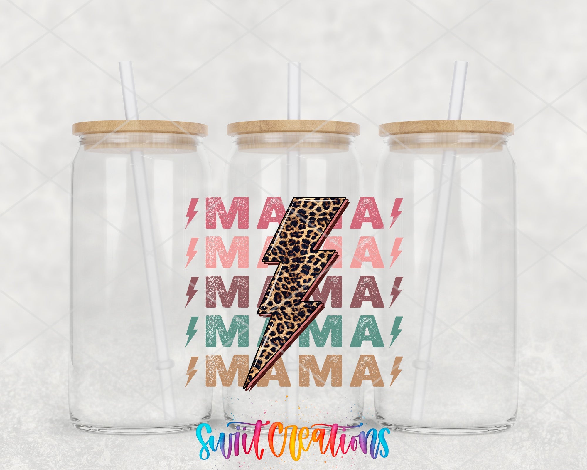 two tumblers with a design of a lightning bolt