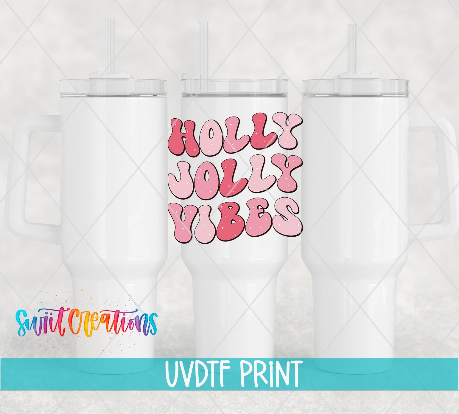 three white tumbles with pink hearts on them