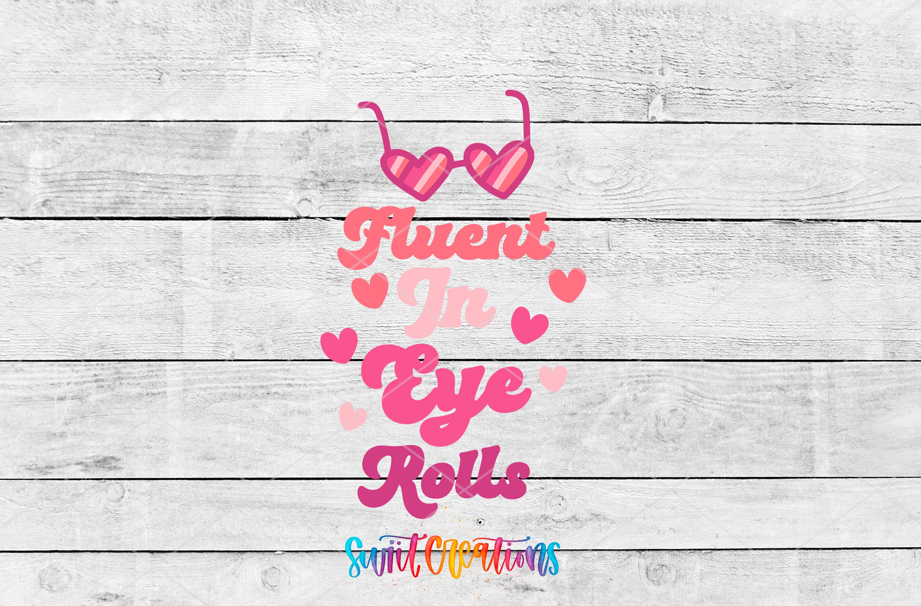 a collage of various images, including a pair of pink sunglasses and hearts, along with the text "Flent in Eye Rolls" and "Swift Operations" written in a colorful, playful font.