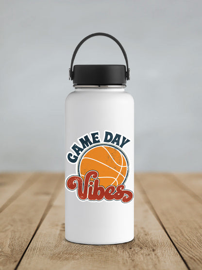 a white water bottle with a basketball on it