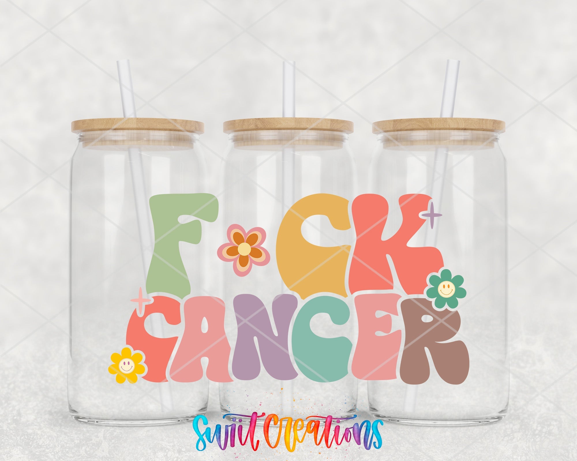 two clear tumblers with the words f k f k f k f k f