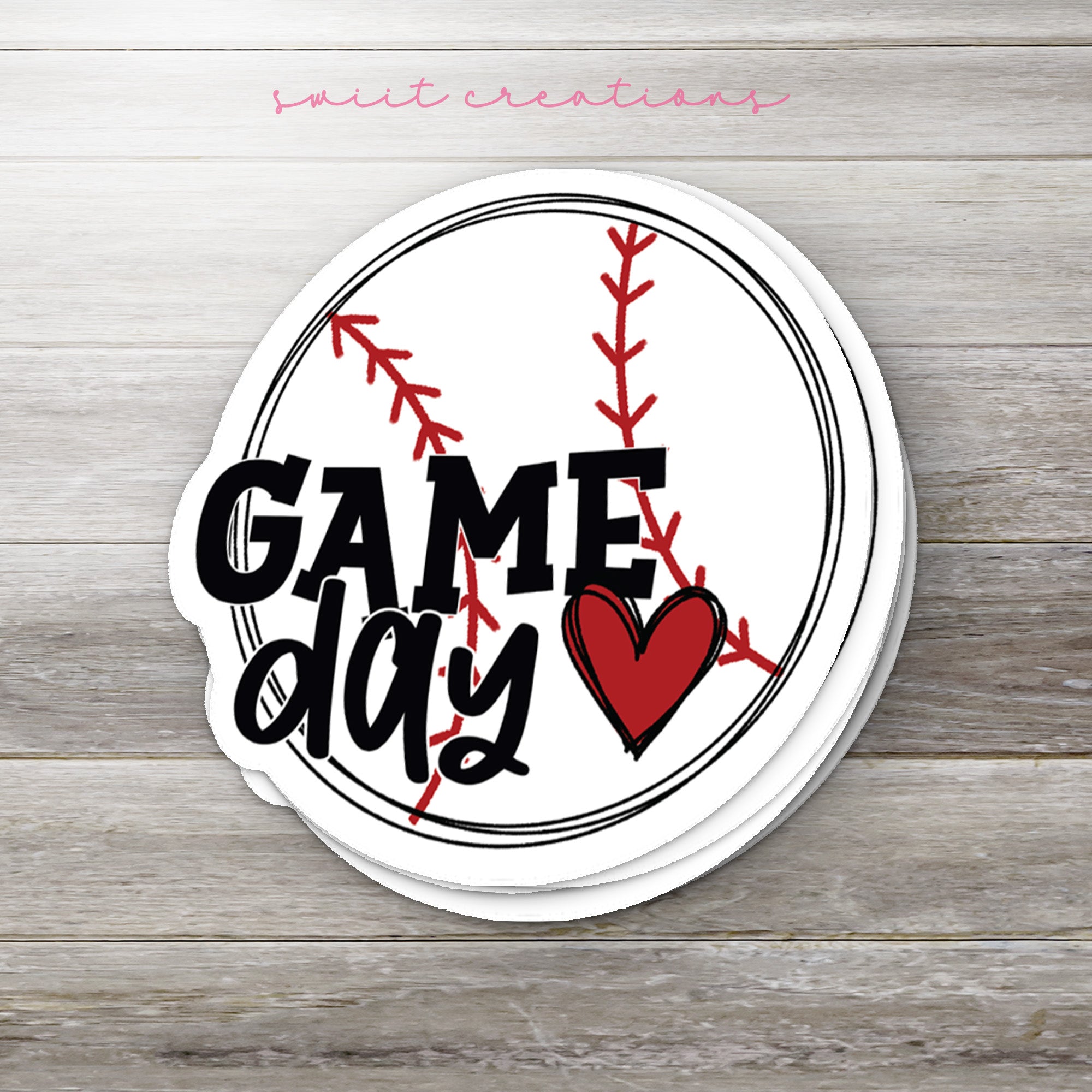 a sticker that says game day with a heart on it