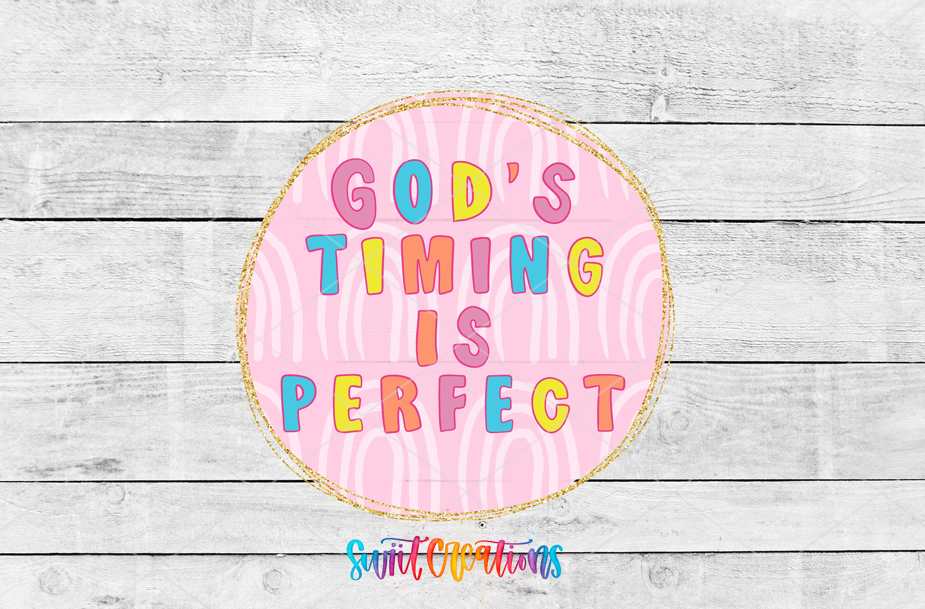 a pink donut with the words god's time is perfect on it