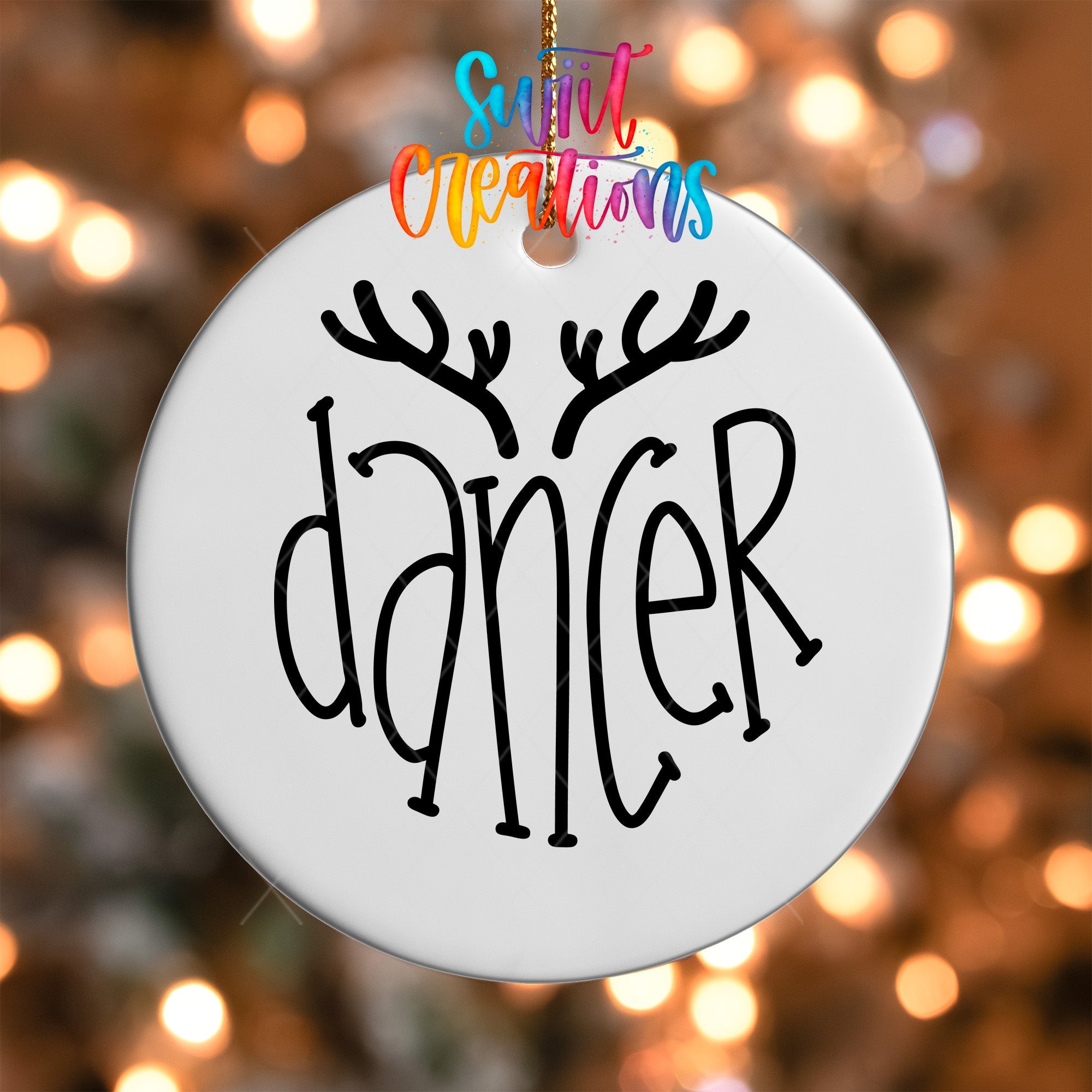 Dancer Reindeer UV DTF Ornament Transfer | Holiday Antler Script Ornament | O-022 - Swiit Creations