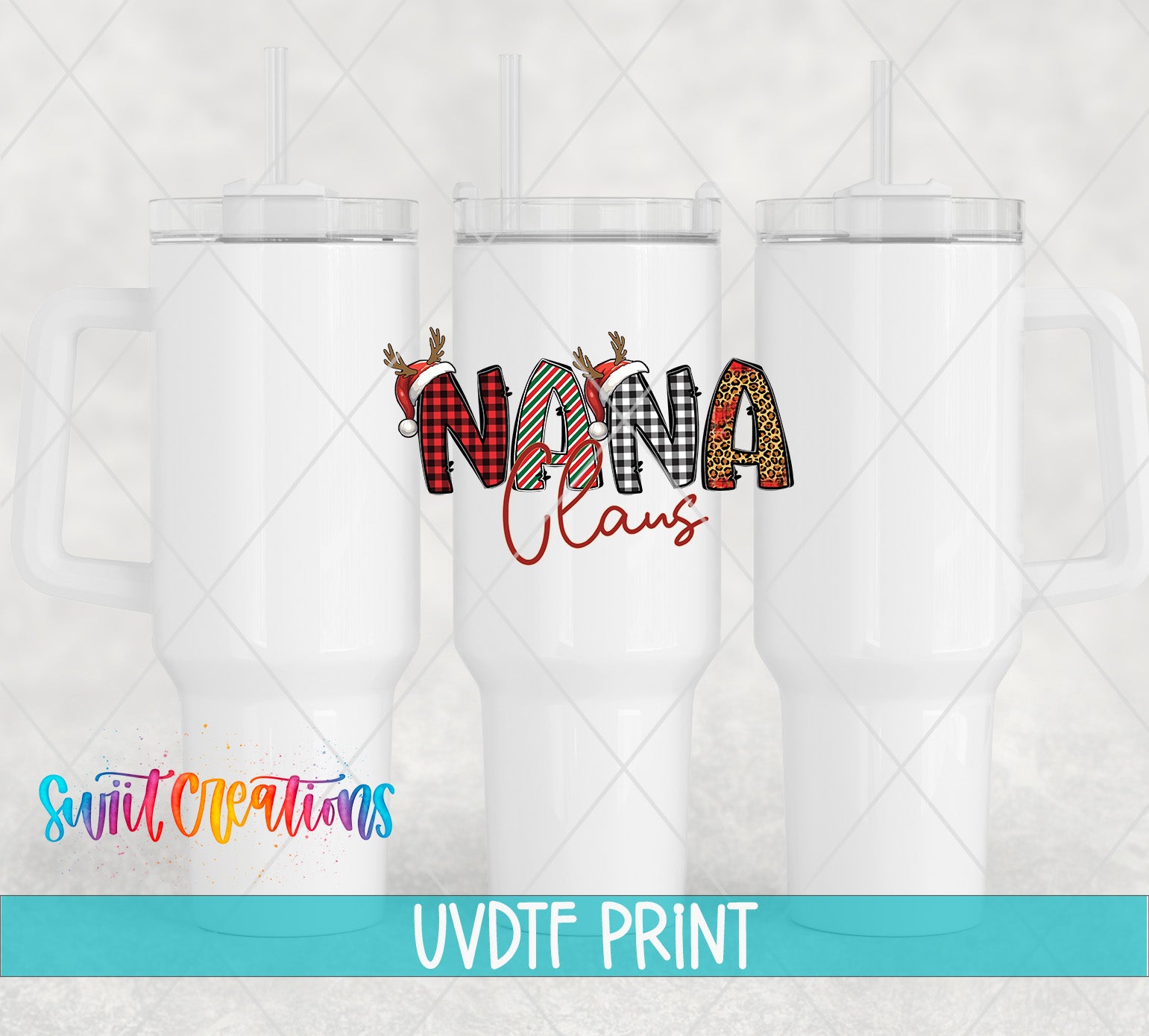 three personalized tumblers with the name nanna on them