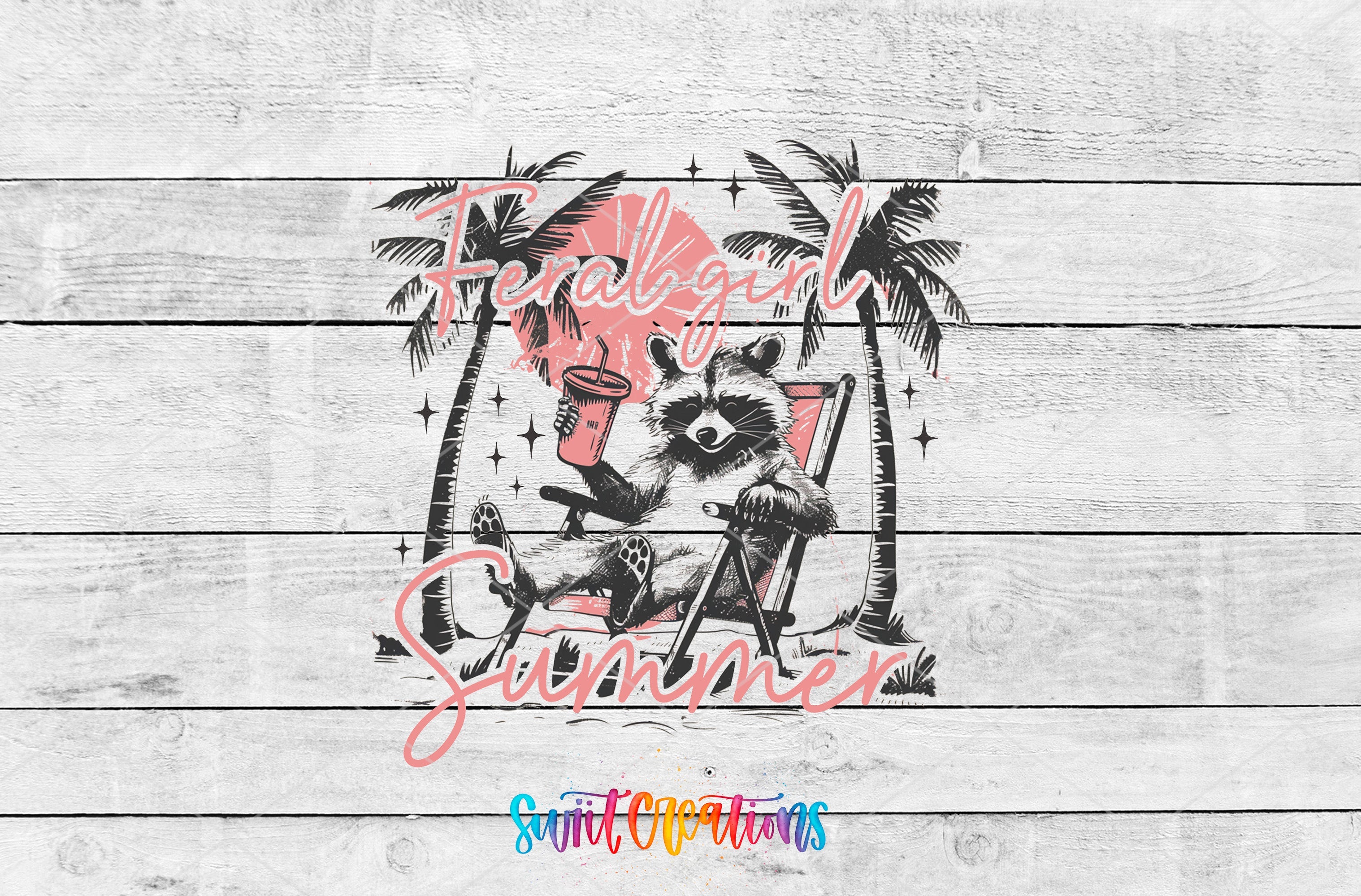 a raccoon is sitting on a beach chair