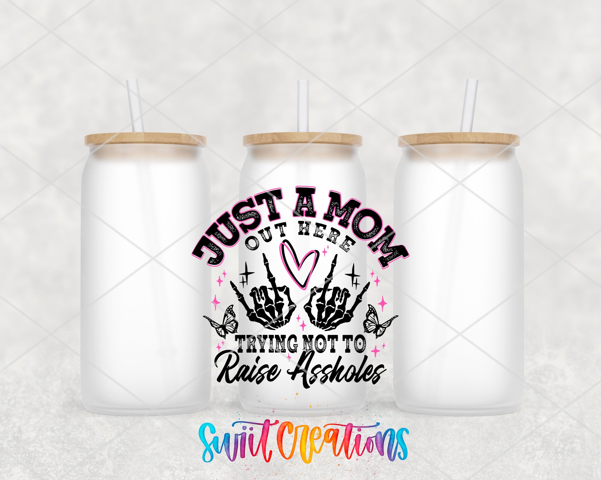 two white mason jars with straws in them