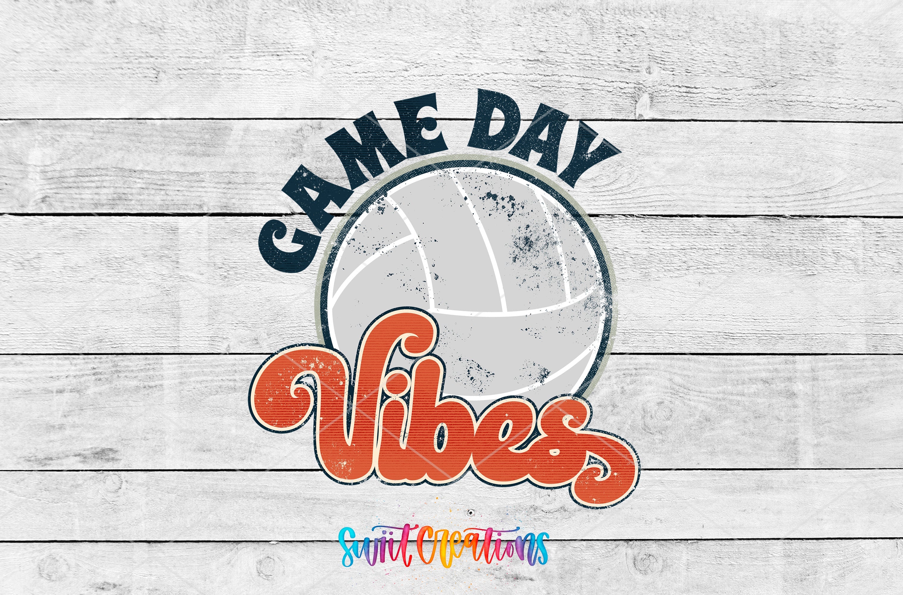 a wooden wall with a volleyball and the words game day vibes on it
