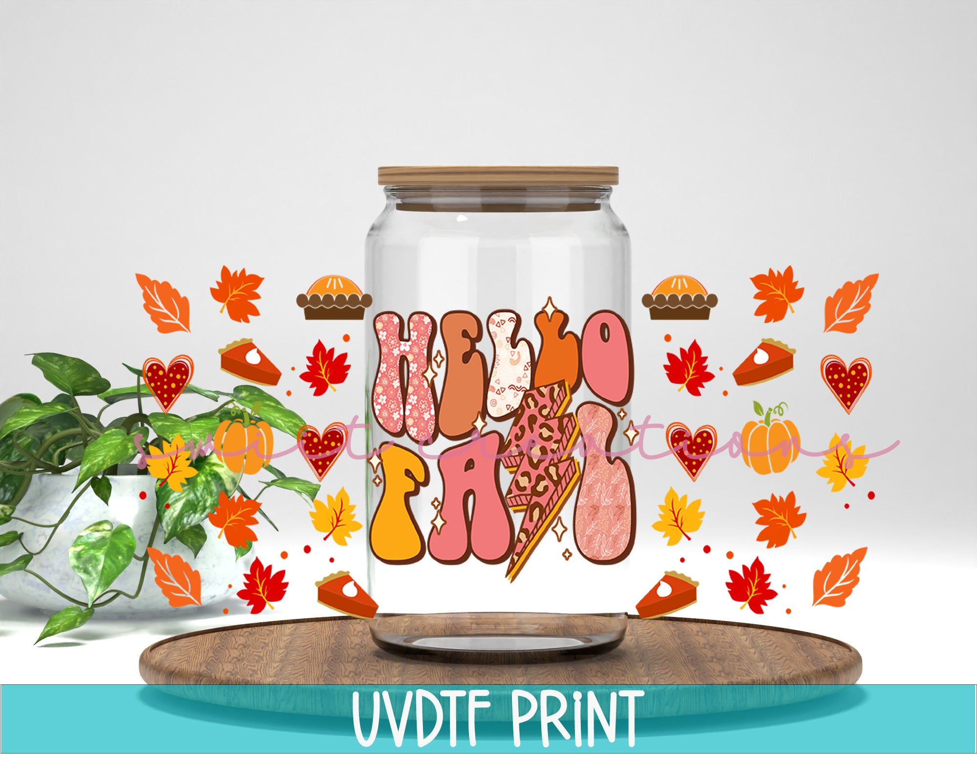 a glass jar filled with food sitting on top of a wooden table