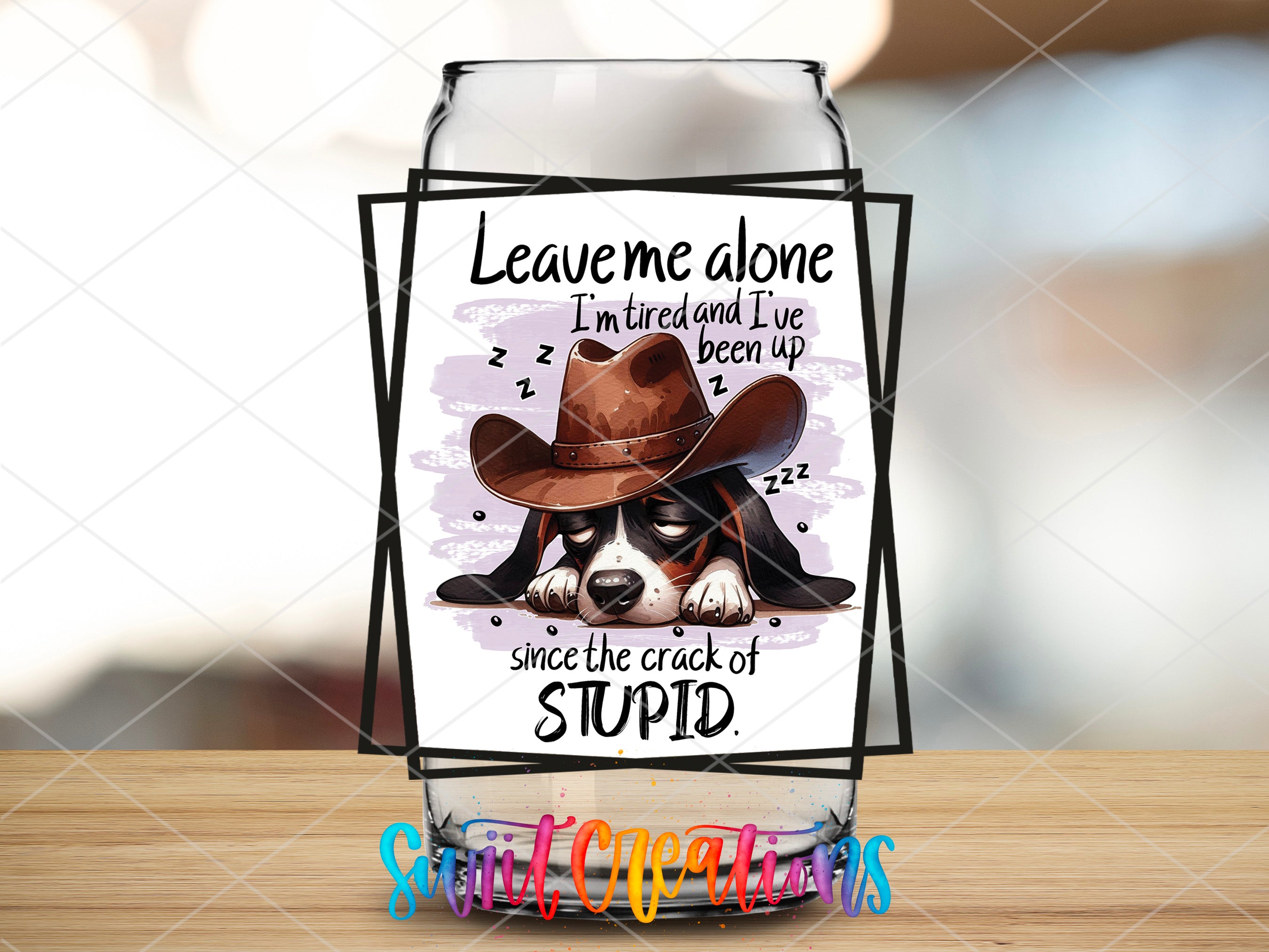 a card with a picture of a dog wearing a cowboy hat