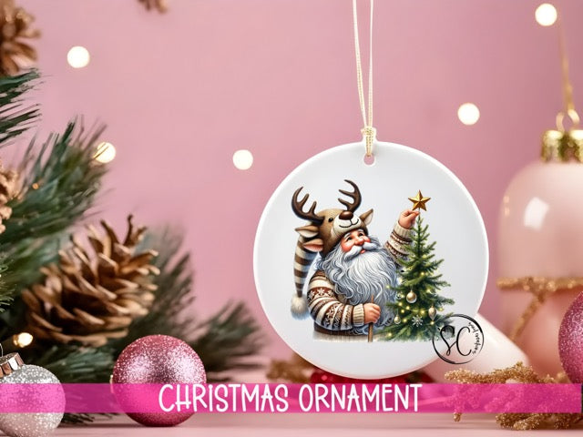 a christmas ornament hanging from a christmas tree