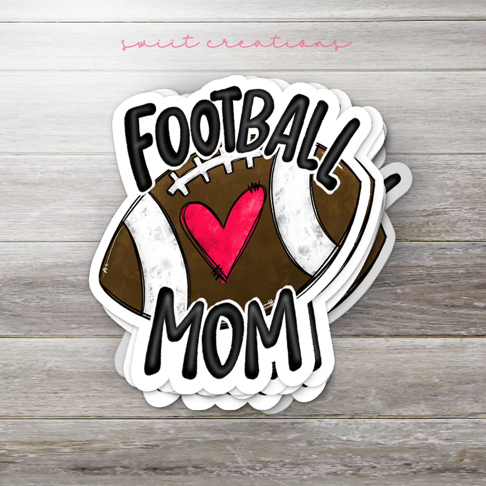 a sticker that says football mom on it