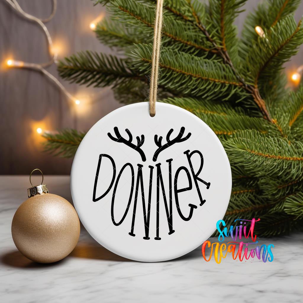 Donner Reindeer Name UV DTF Ornament Transfer | Holiday Antler Christmas Transfer | O-024 - Swiit Creations