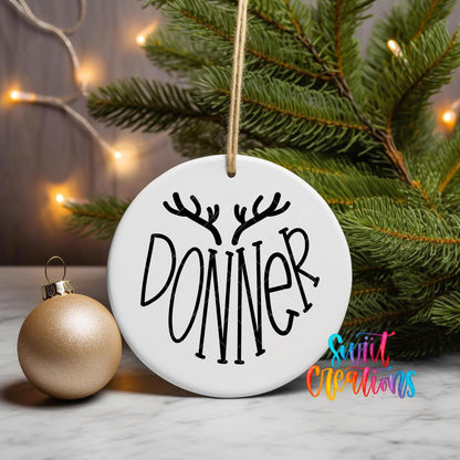 Donner Reindeer Name UV DTF Ornament Transfer | Holiday Antler Christmas Transfer | O-024 - Swiit Creations