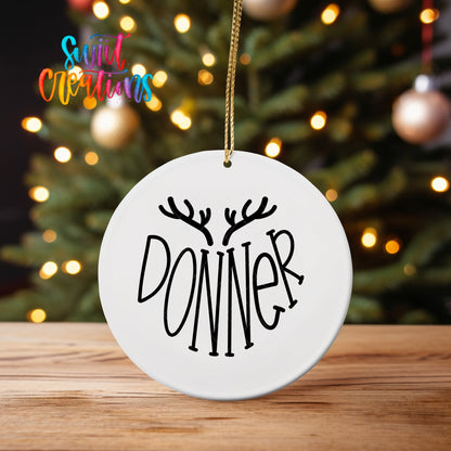 Donner Reindeer Name UV DTF Ornament Transfer | Holiday Antler Christmas Transfer | O-024 - Swiit Creations