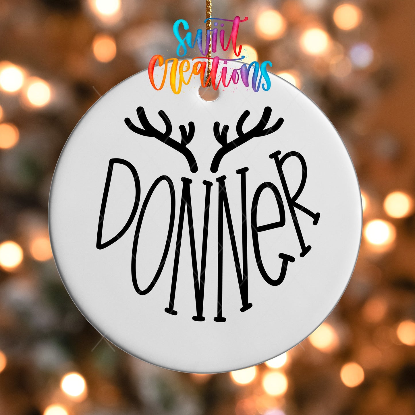 Donner Reindeer Name UV DTF Ornament Transfer | Holiday Antler Christmas Transfer | O-024 - Swiit Creations