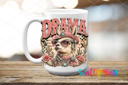 Drama Llama Western Glam UV DTF Transfer | Funny Cowgirl Llama Design | UV2074 - Swiit Creations