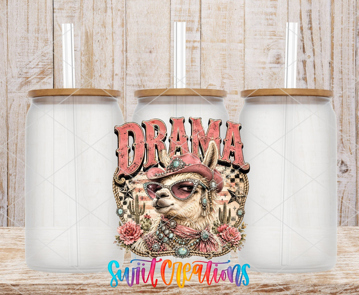 Drama Llama Western Glam UV DTF Transfer | Funny Cowgirl Llama Design | UV2074 - Swiit Creations